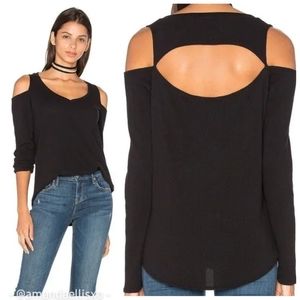 Chaser Black Cold-Shoulder Long Sleeve Top